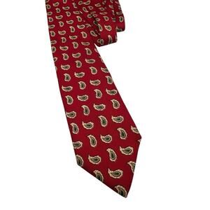 Vintage Polo Ralph Lauren Graphic Print Silk Tie Hand Made Red